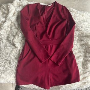RED LONG SLEEVE ROMPER
